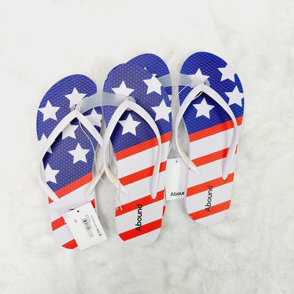 New Abound Bundle of 2 American Flag Thong Flip Flop Slippers S177